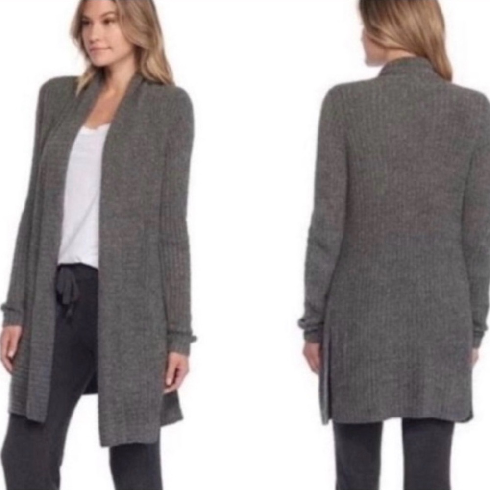 Barefoot Dreams Montecito CozyChic Lite Heathered black Cozy Cardigan Size S